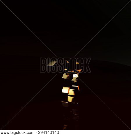 Gold Herpes Lip Icon Isolated On Brown Background. Herpes Simplex Virus. Labial Infection Inflammati