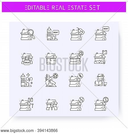 Real Estate Concept Line Icons Set.leasing, Buying, Credit, Rental Building And More.real Estate, Ho