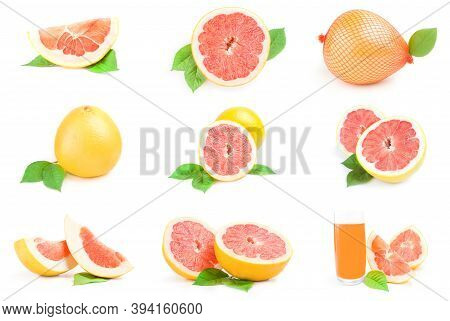 Collage Of Pummelo On A White Background Cutout