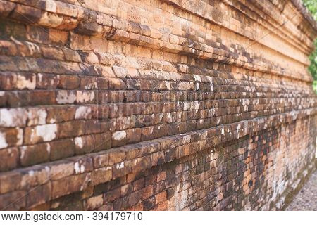 Closeup Of Bricks Muaro Jambi Temple Building In Province Of Jambi, Indonesia