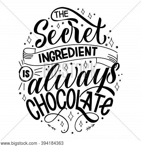 Chocolate Hand Lettering Quote. Warm Christmas Winter Word Composirion. Vector Design Elements For T