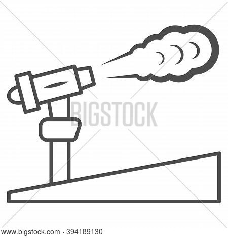 Snow Cannon Thin Line Icon, World Snow Day Concept, Ski Resort And Equipment Symbol On White Backgro