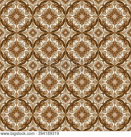 Elegant Circle Patterns On Fabric Parang Batik With Smooth Mocca Color Design.