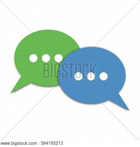 Chat Icons Blue Green On White Background. Chat Messenger Icon. Forum Icon. Isolated Vector. Stock I