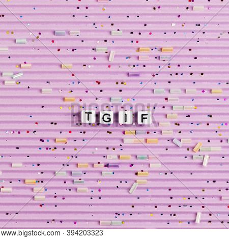 TGIF alphabet letter beads typography