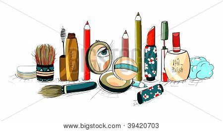 Make-up Sammlung bunte Zeichnung