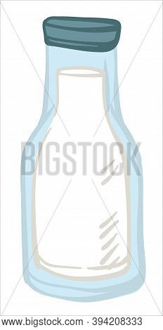 Dairy Products Fresh Milk Poured In Glass Bottle