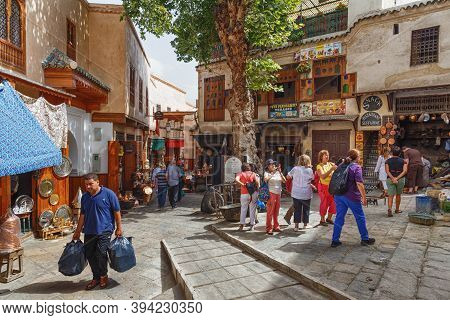 Fez, Morocco - May 31, 2017: View Of The Medina Quarter Of Fez. The Medina Of Fez Is Listed As A Wor