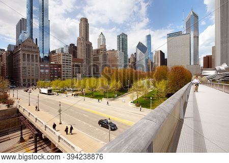 Chicago, Illinois, United States - May 06, 2011: Cityscape Of Skyscrapers At Downtown With Nichols B