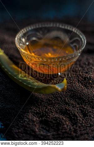Mustard Seed Face Mask For Glowing Skin. Shot Of Face Mask Ingredients Which Are Mustard Seeds, Aloe