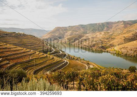 Top View Of River, The Hills With The 