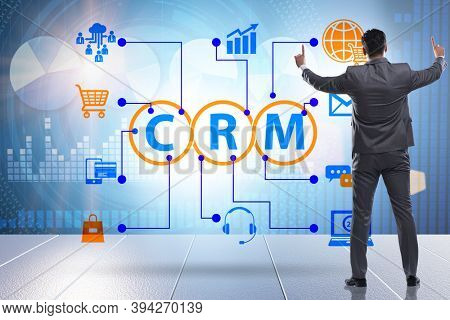 CRM custromer relationship management concept with businessman