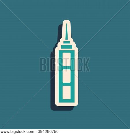 Green Skyscraper Icon Isolated On Green Background. Metropolis Architecture Panoramic Landscape. Lon