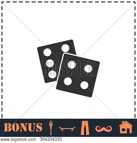 Dices Icon Flat. Simple Vector Symbol And Bonus Icon