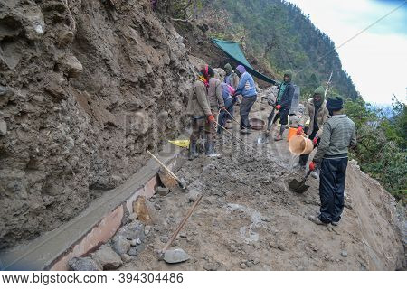 Rudarprayag, Uttarakhand, India, April 26 2014, Kedarnath Temple Trek Redevelopment, Restoration Aft