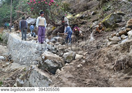 Rudarprayag, Uttarakhand, India, April 26 2014, Kedarnath Temple Trek Redevelopment, Restoration Aft