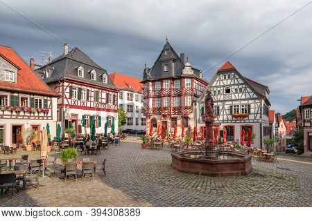 Heppenheim, Germany. Old German Traditional Half-timbered Houses On Marktplatz Square