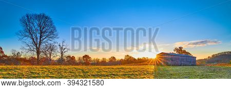 Tobacco Barn At Sunrise In Gravel Switch, Kentucky.