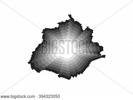 Layered Digital Illustration Of Map Of State Of Aguascalientes In Gray Gradient Colors And White Bac