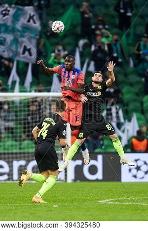 Krasnodar, Russia - October 28, 2020: Leon Sabua Battle For The Ball With Kurt Zouma Of Chelsea Fc D