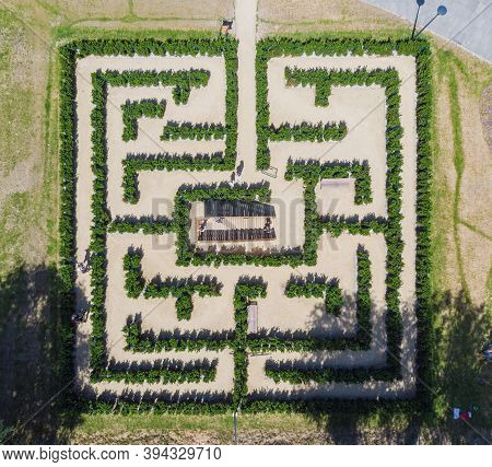 Zielona Gora June 9 2019 Small Labyrinth In Park Near Palm House