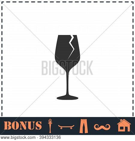 Cracked Glass Icon Flat. Simple Vector Symbol And Bonus Icon