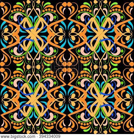 Vintage Colorful Paisley Vector Seamless Pattern. Abstract Ethnic Style Floral Background. Ornamenta
