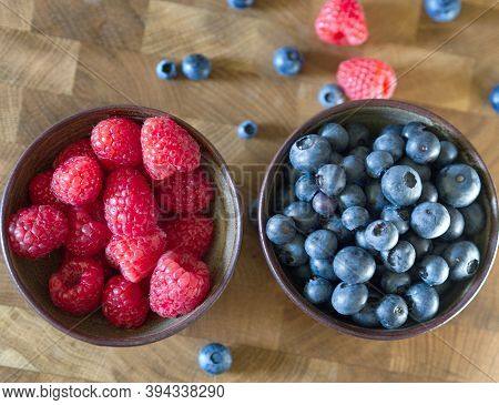 Tasty Vegan Breakfast With Raspberrys And Blueberrys