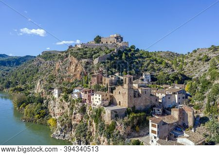 Miravet Village And Ebro River. Province Of Tarragona. Spain. Miravet Is One Of The Most Charming Vi