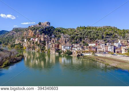 Miravet Village And Ebro River. Province Of Tarragona. Spain. Miravet Is One Of The Most Charming Vi