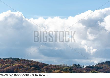 Autumn Landscape With Couldy Moody Sky Rural Mountain Woodland Bulgaria