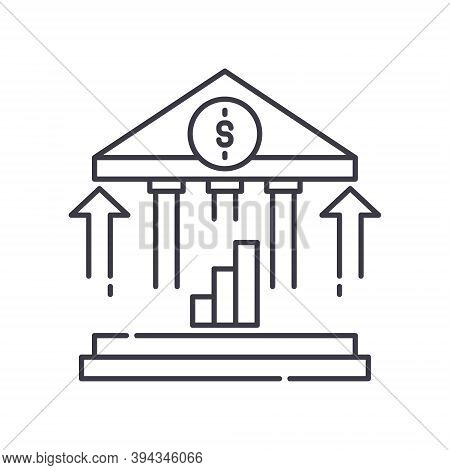 Bank Profits Icon, Linear Isolated Illustration, Thin Line Vector, Web Design Sign, Outline Concept 