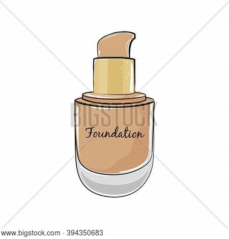 Beige Foundation Skin Makeup In Elegant Bottle.