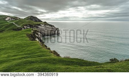 Cape Farewall Panoramic Landscape In New Zealand, South Island.