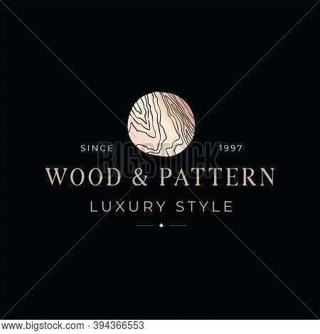 Luxury Circle Woodcut Natural Pattern Hand Drawn Vector Illustration Logo
