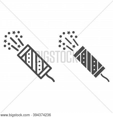 Slapstick Line And Solid Icon, New Year Concept, Petard Sign On White Background, Shooting Slapstick