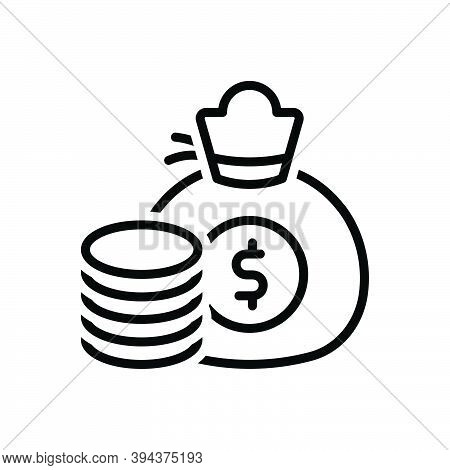 Black Line Icon For Amount Congeries Money-bag Investment Cash Commercial Currency Dollar Economy Co