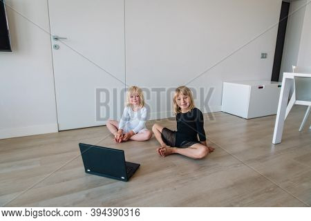 Ballet Or Gymastics Lesson Online. Remote Learning For Kids.