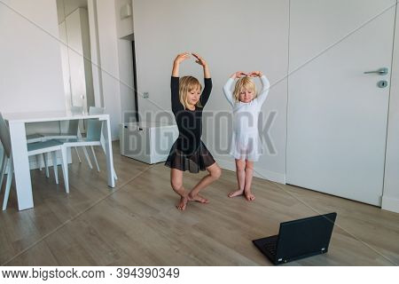 Ballet Or Gymastics Lesson Online. Remote Learning For Kids.
