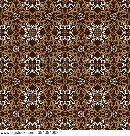 Modern Flower Patterns Design On Central Java Batik With Good Blend Color Concept.