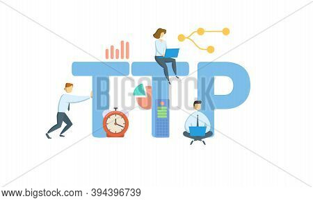 Ttp, Time To Peak. Concept With Keywords, People And Icons. Flat Vector Illustration. Isolated On Wh