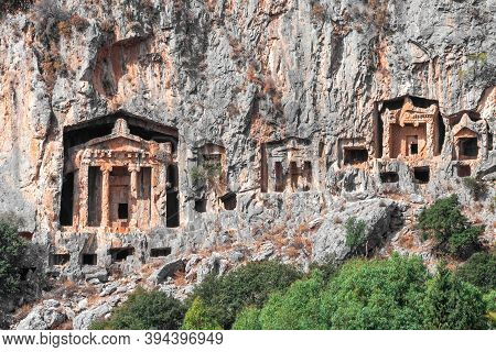 Wonder From Ancient Civilizations : Lycian Rock Tombs Of Kaunos Near Dalyan, Southern Turkey. Turkis