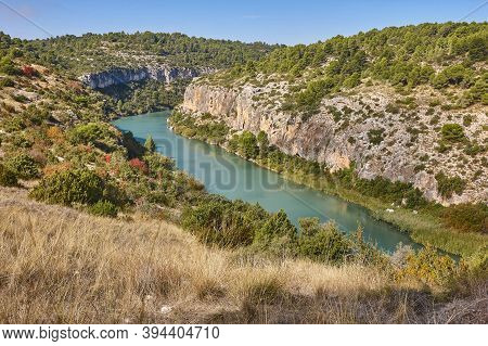 Jucar River Canyon Landscape. Alarcón. Castilla La Mancha, Cuenca. Spain