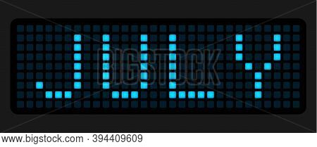 July. The Name Of The Month On The Cells Of The Electronic Tableau. Vector Illustration.