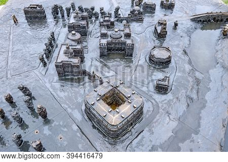 Model Of The Palace And Park Ensemble Tsaritsyno In The South Of Moscow. Museum Complex Buildings - 