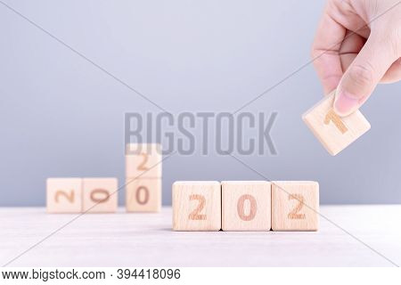 2021 New Year Abstract Design Concept By Wooden Blocks With Copy Space.