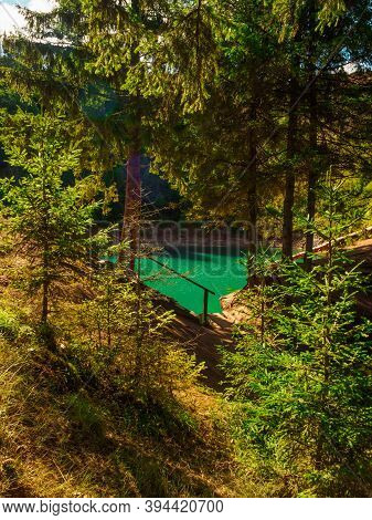 Beautiful View Of Forest Lake Sea Eye In Sunny Summer Day. Lakes Of Mari El Republic, Russia.