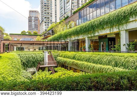 Sao Paulo, Brazil- 20 February, 2014: Ecologic Building With Plants On The Exterior Part. The Green 