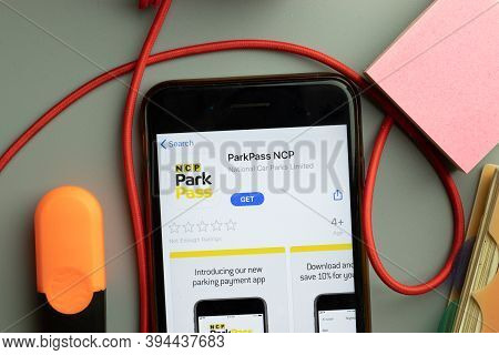New York, United States - 7 November 2020: Parkpass Ncp App Store Logo On Phone Screen, Illustrative