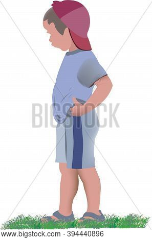 Boy Standing In Anticipation Curtailed Baby Standing Waiting